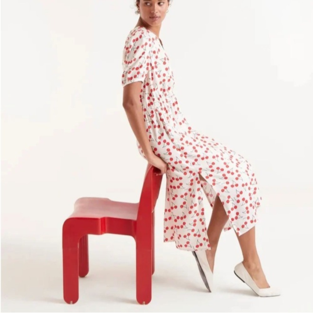 Dress Red Cherry Print Compañía Fantástica AOP Midi Shirt Dress Women M Viscose - Picture 8 of 15